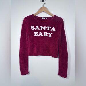 Mighty Fine “Santa Baby” Cropped Fuzzy Holiday Sweater – Size Large